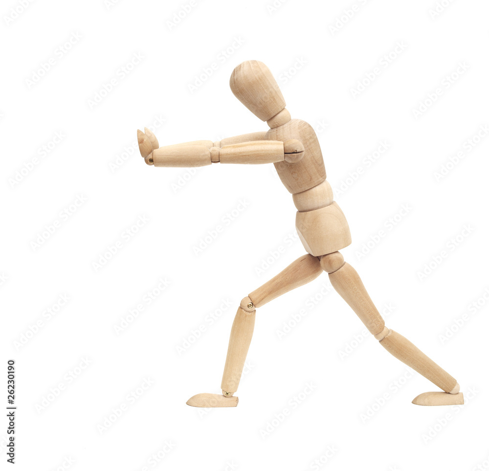 Wooden figure walking isolated on white background Wooden figure walking isolated on white background