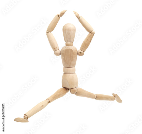 happy  jumping wooden figure