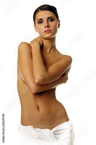 Naked woman in towel