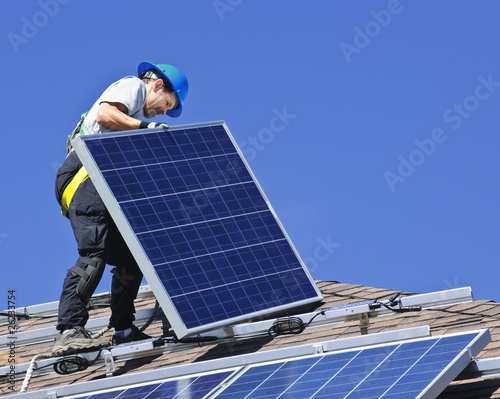Fototapeta Solar panel installation