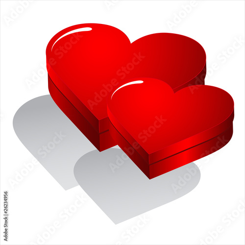 red heart box, vector