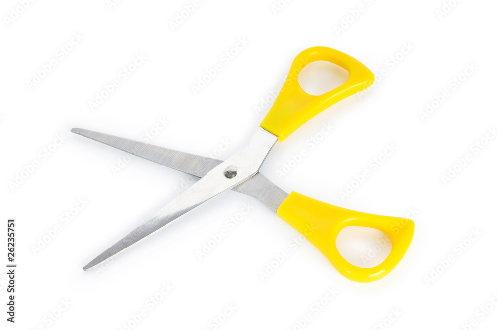 Pair of scissors isolated on the white background