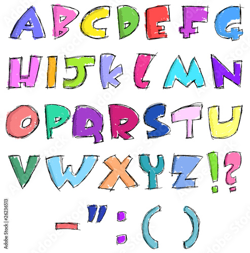 Colorful sketchy letters