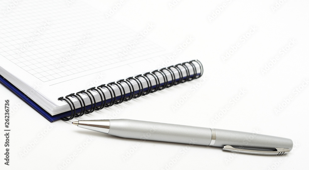 Notebook and pen on white background Notebook and pen on white background