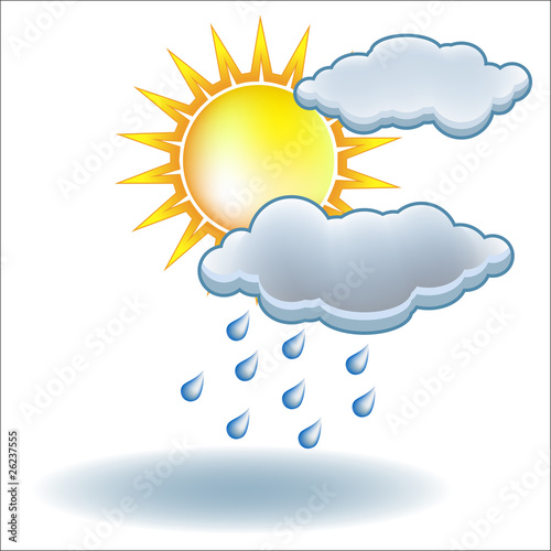 Sun rain cloud icon vector