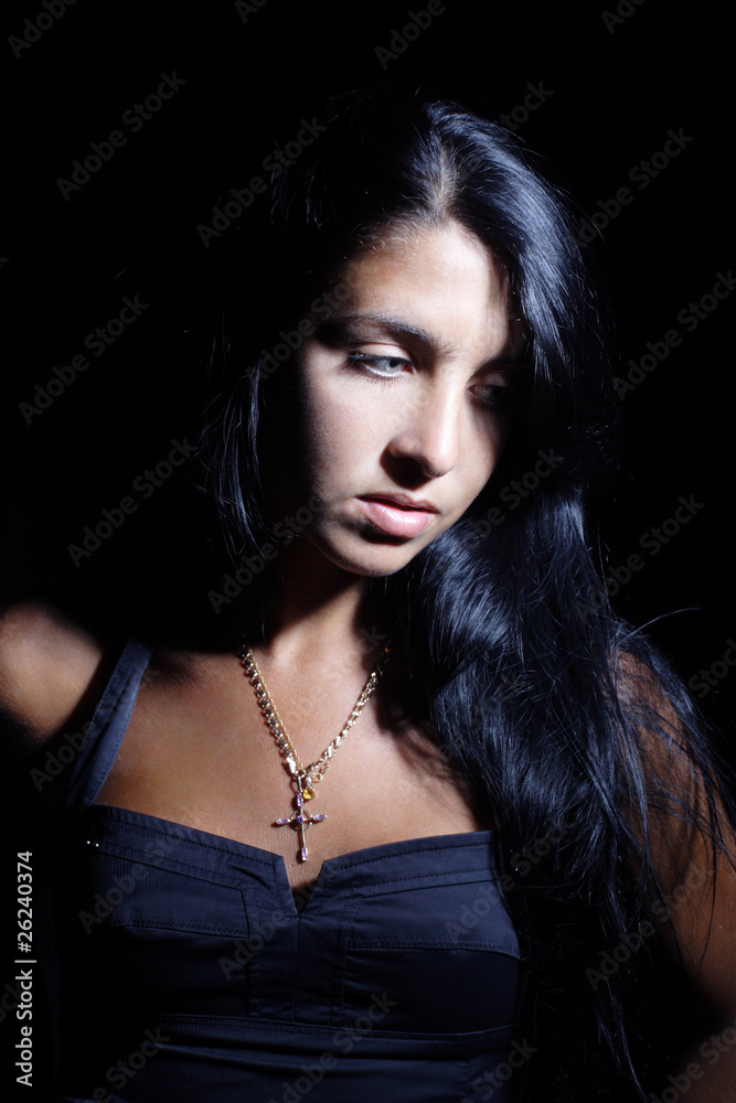 beautiful woman black background isolated