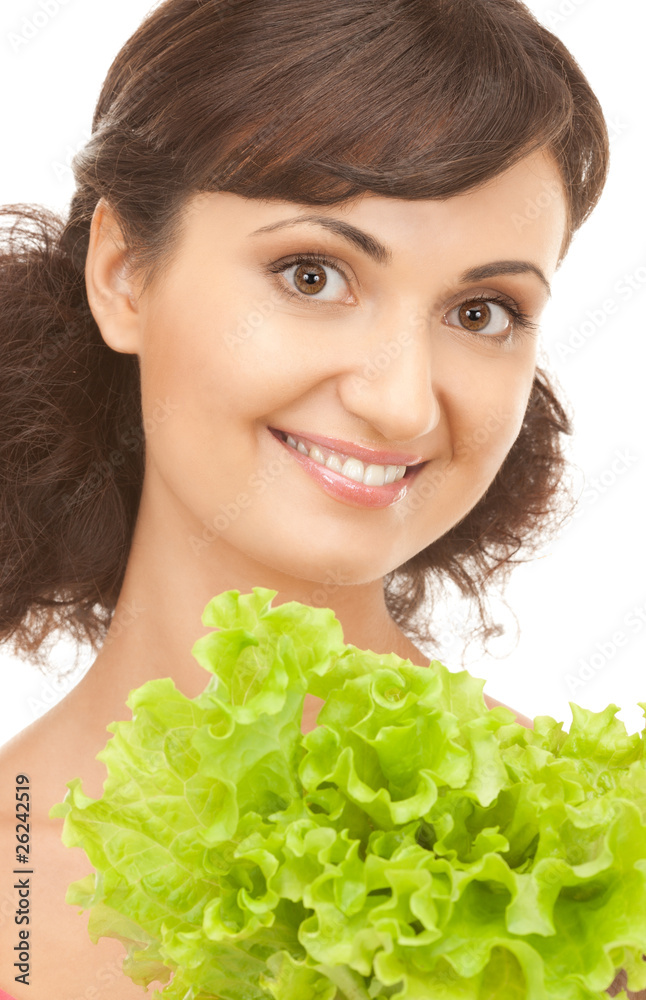 woman with lettuce woman with lettuce