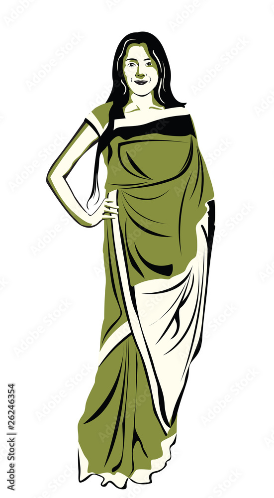 Naklejka premium fashion india sari