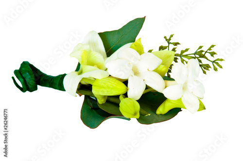 Wedding boutonneire with white stephanotis photo