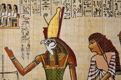 Fotografia Papyrus with egyptian ancient images.