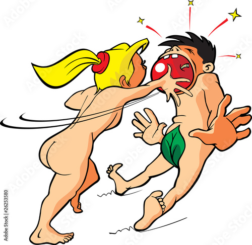 cartoon Adam and Eva