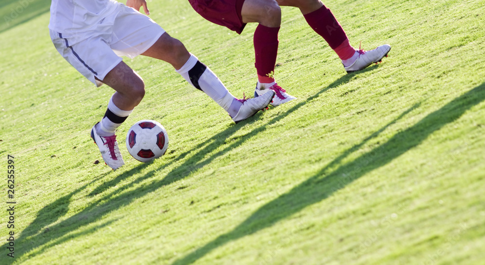 Fototapeta premium Soccer players running after the ball