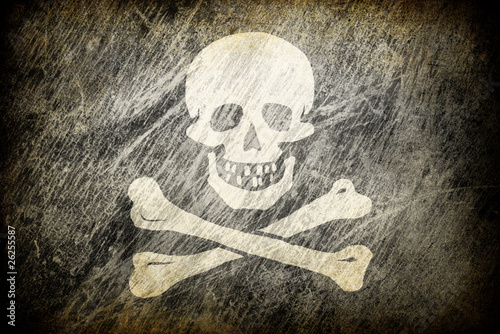 Schilderij op canvas Grunge rubbed flag of Jolly Roger.