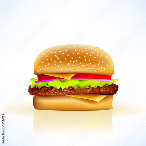 delicious realistic vector cheeseburger