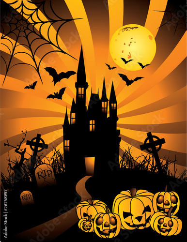 halloween castillo del terror en vector
