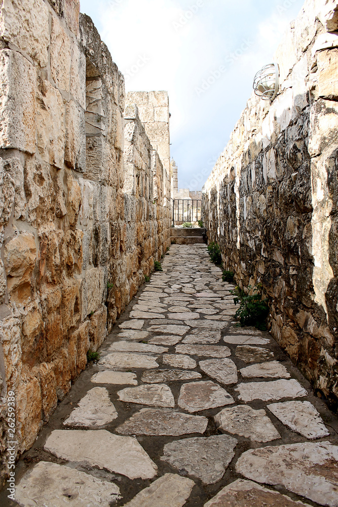 Stone passaage or walkway in an ancient ruin Stone passaage or walkway in an ancient ruin