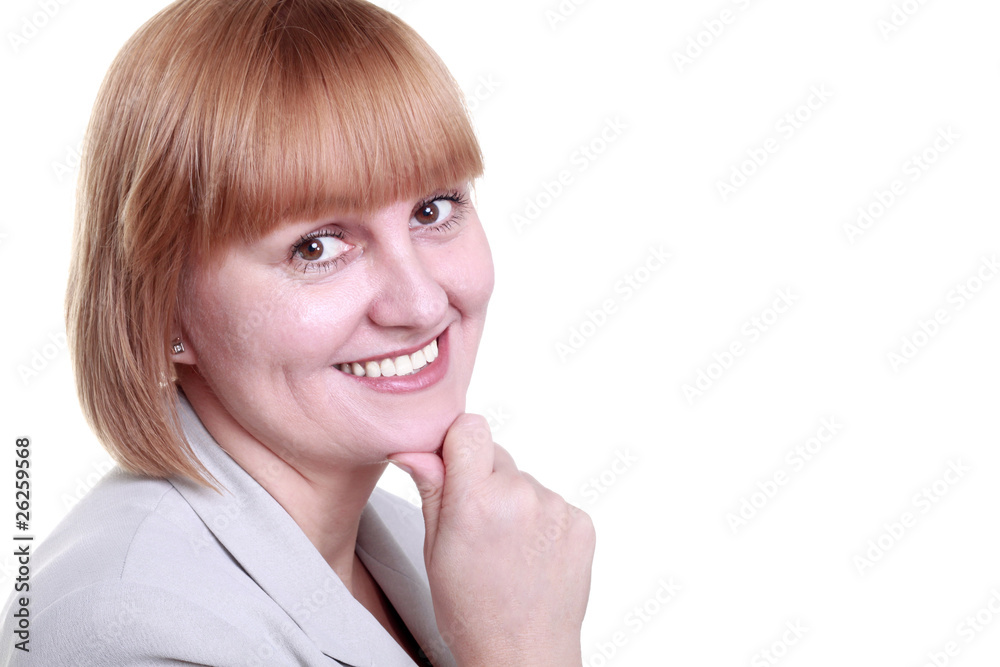 Closeup portrait of a smiling middle aged woman Closeup portrait of a smiling middle aged woman