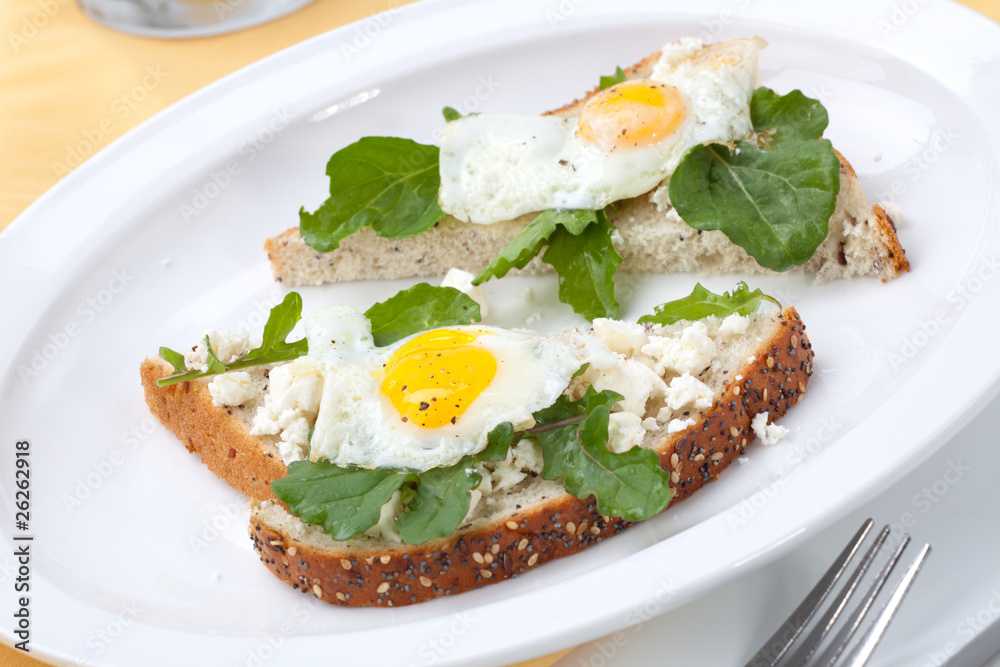 Open-Faced Sandwich with Fried Egg
