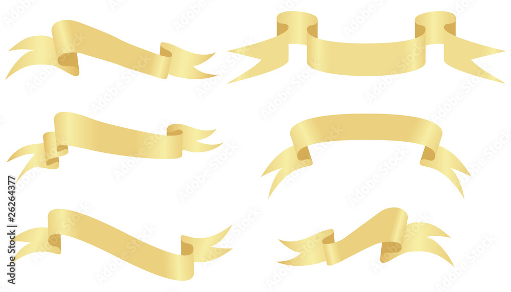 Gold banners on a white