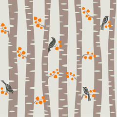 Stickers Berken patronen Herfstbomen patroon in oranje tinten  © yarrowbuttercup