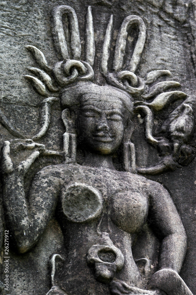 stone carving in angkor wat,cambodia