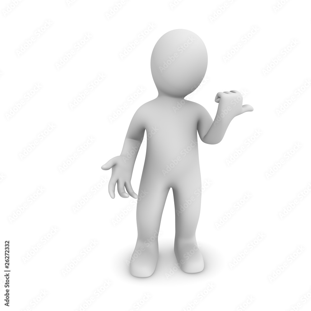 3d man pointing right. 3d man pointing right.