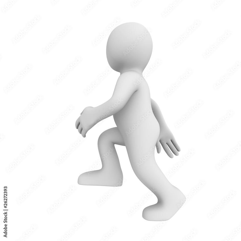 3d man walks upstairs on a ladder 3d man walks upstairs on a ladder