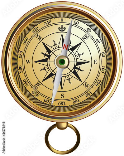 Vector realistic represented compass