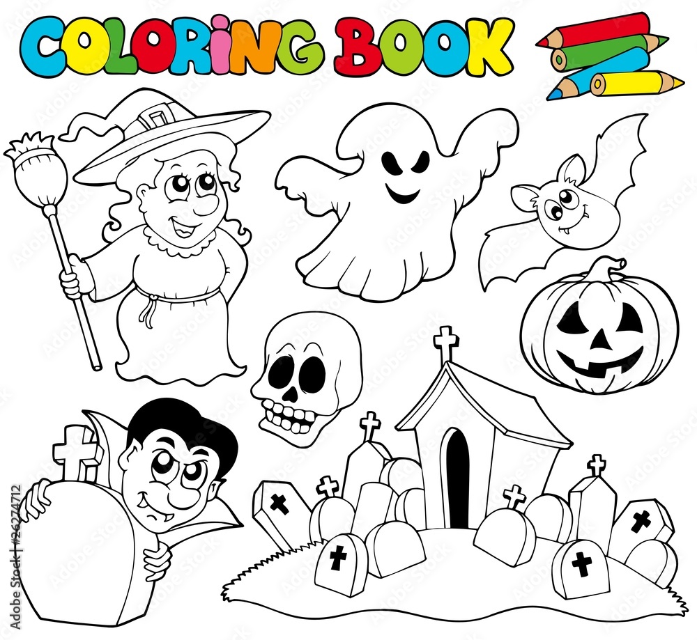 Fototapeta premium Coloring book with Halloween theme
