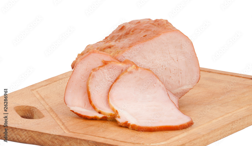 meat delicatessen on the board isolated on the white meat delicatessen on the board isolated on the white