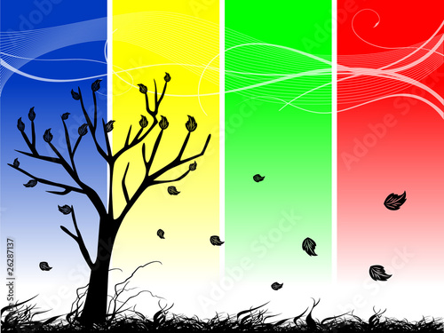 abstract autumn tree and leaves illustration