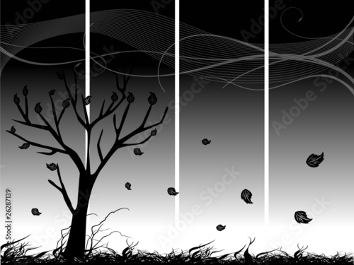 abstract autumn tree and leaves illustration