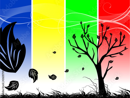 abstract autumn tree and leaves illustration