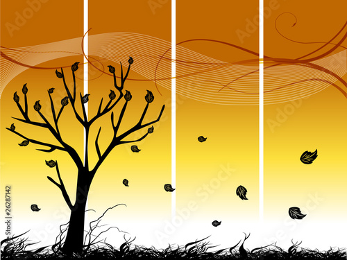 abstract autumn tree and leaves illustration
