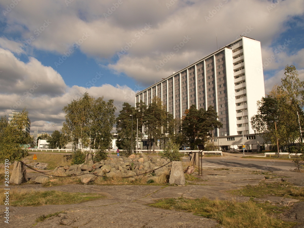 Hospital building and trees