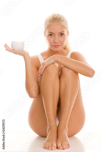 Woman with body lotion