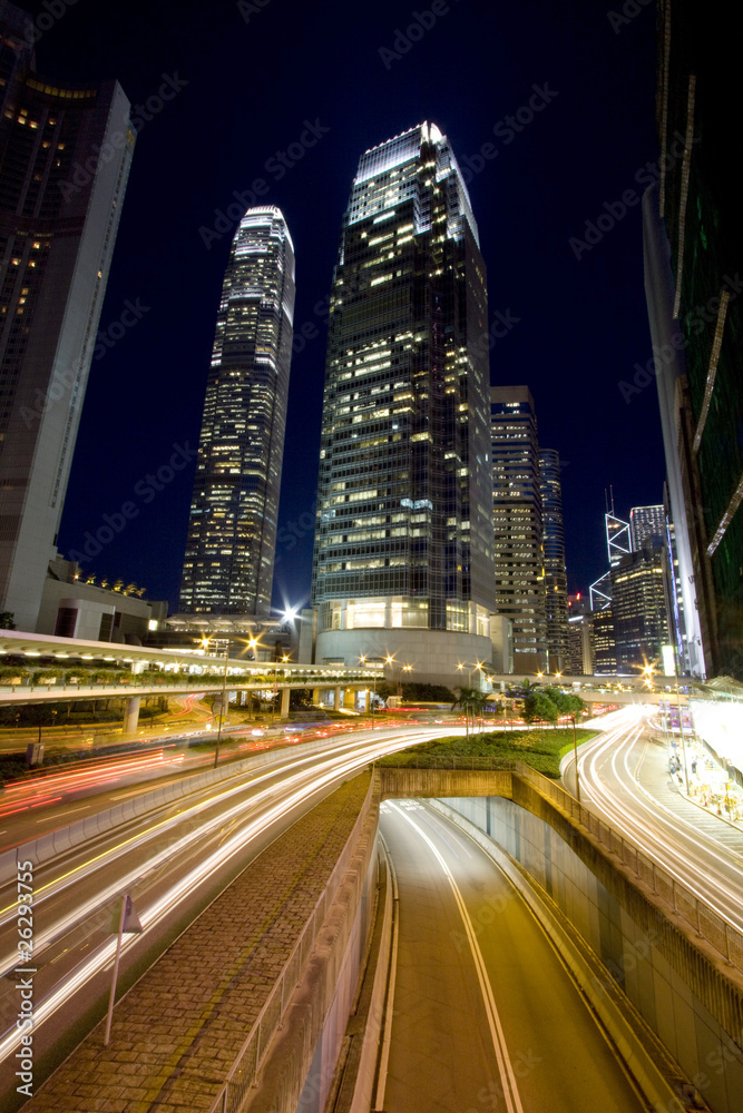 Traffic through downtown in Hong Kong