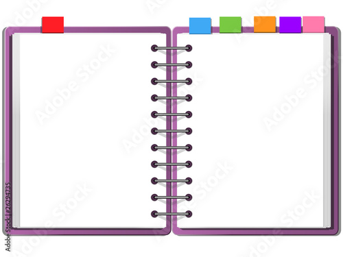 purple cover blank white note book