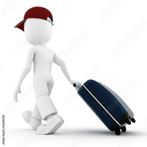 3d man traveler, in vacation