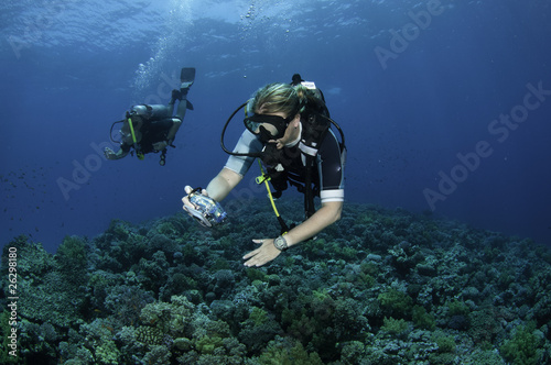 scuba diver takes photo