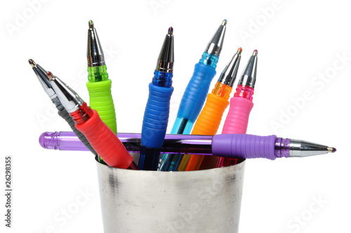 Colored ball-pen in steel cup