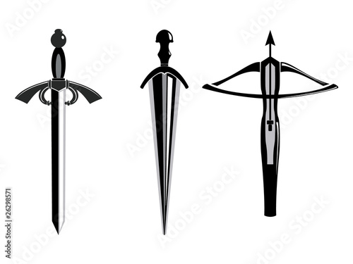 ancient weapons outline vector on white background