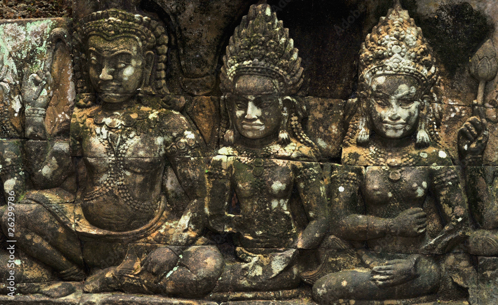 stone carvings in angkor wat,cambodia