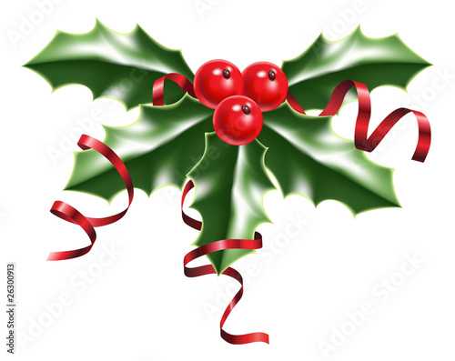 holly berries and ribbons
