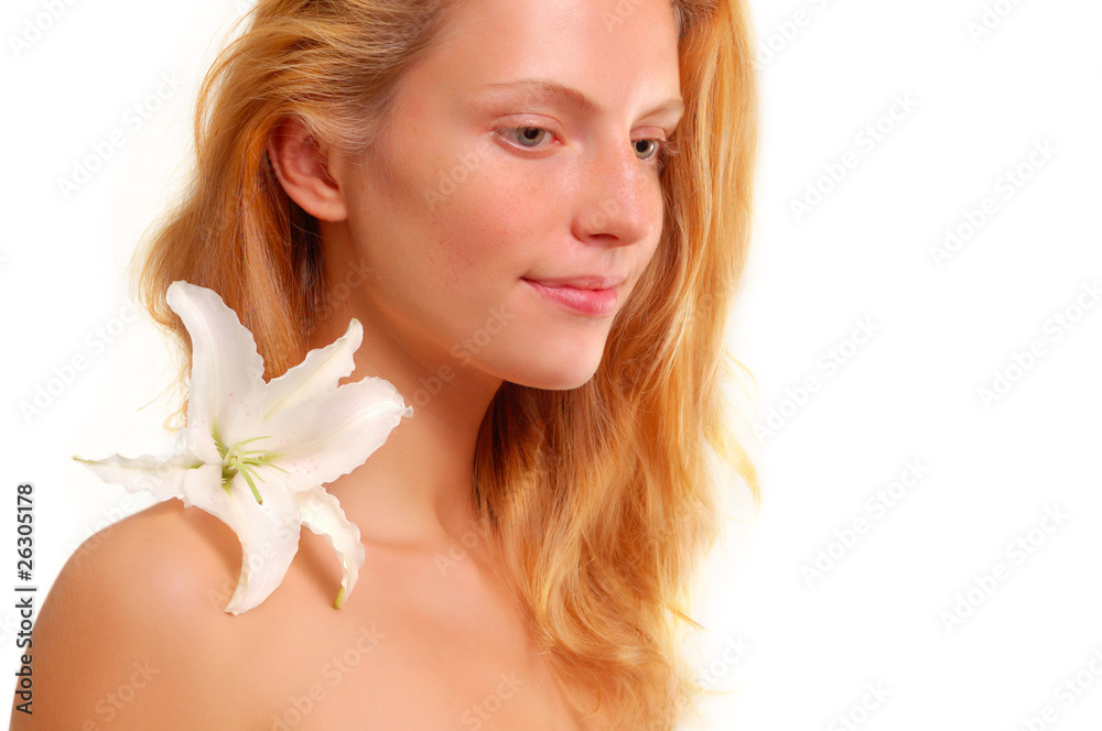 beautiful young woman with flower beautiful young woman with flower