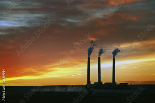 3 Smoking Stacks at Sunrise  Arizona