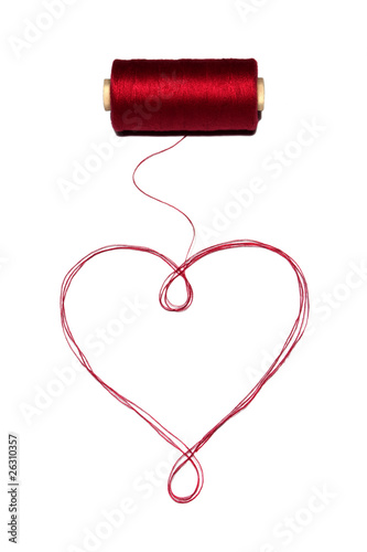 Heart made of red thread
