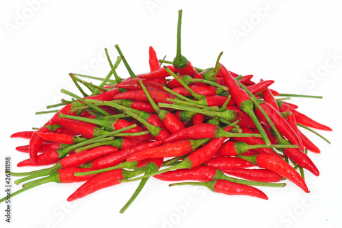 A Heap Of Red Chili Pepper On White background