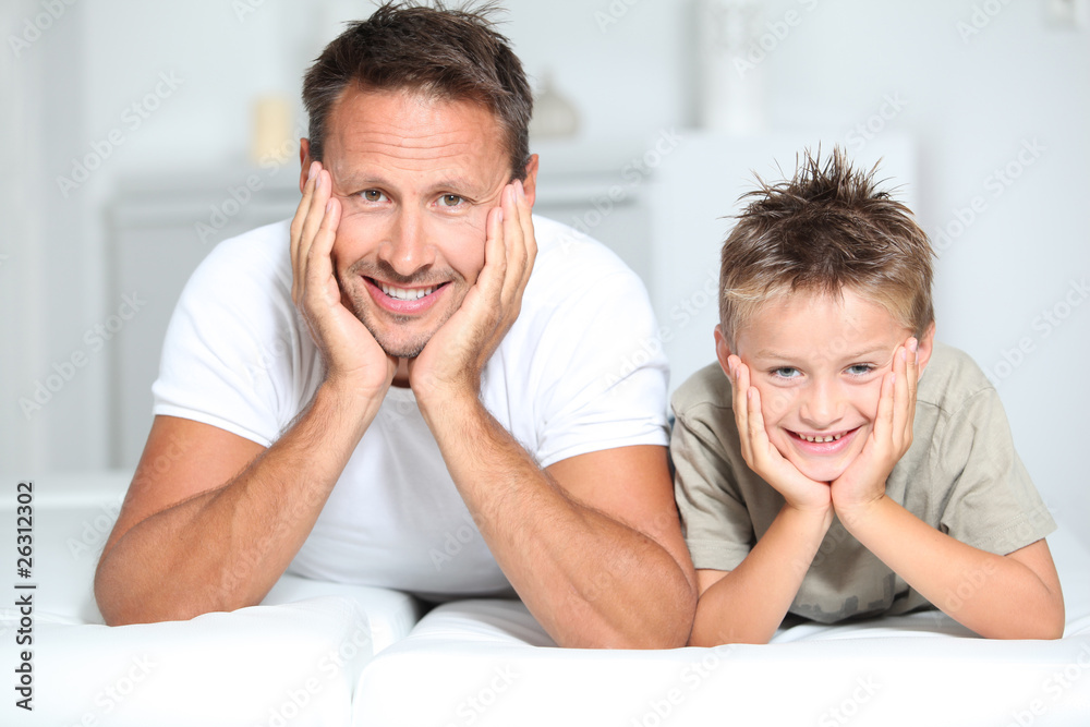 Closeup of father and son at home Closeup of father and son at home