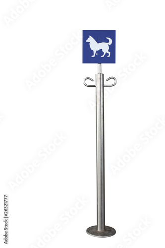 Metal pole for dog tying isolated on white